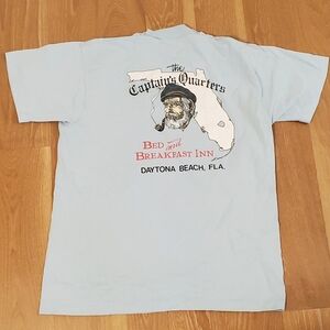 Vintage Captain's Quarters Daytona Beach T-Shirt Size Large Blue USA